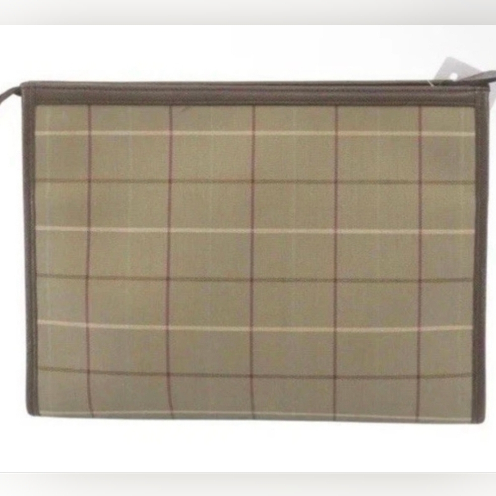 Burberry Nova Check Clutch Vintage Luxury Neutral Leather Classic Plaid Chic - Picture 3 of 9